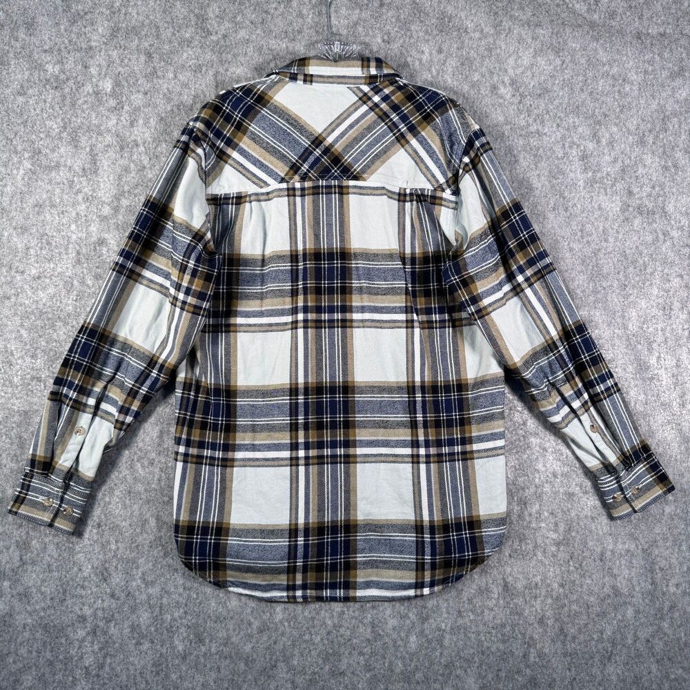 Tna Shirt Womens Size XS White Blue Long Sleeve Organic Cotton Flannel Aritzia - Picture 11 of 11